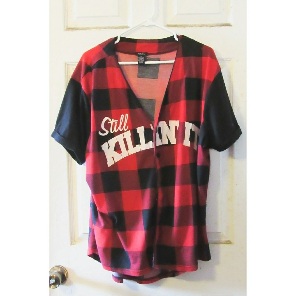 Rue 21 plaid baseball jersey